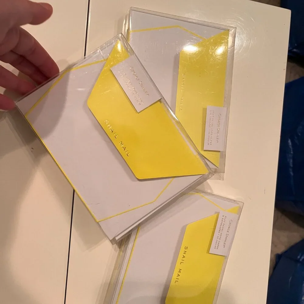 Note Cards -George Stanley Flat Panel Note Cards (Yellow / Snail Mail / 3 Packs)